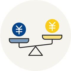 お金を比較したイラスト